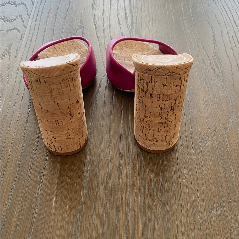 SCHUTZ Pink Cork Block Heel Slide Sandals - Picture 3 of 7